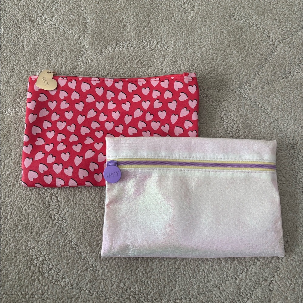 Ipsy Heart Pattern and Iridescent Pouches